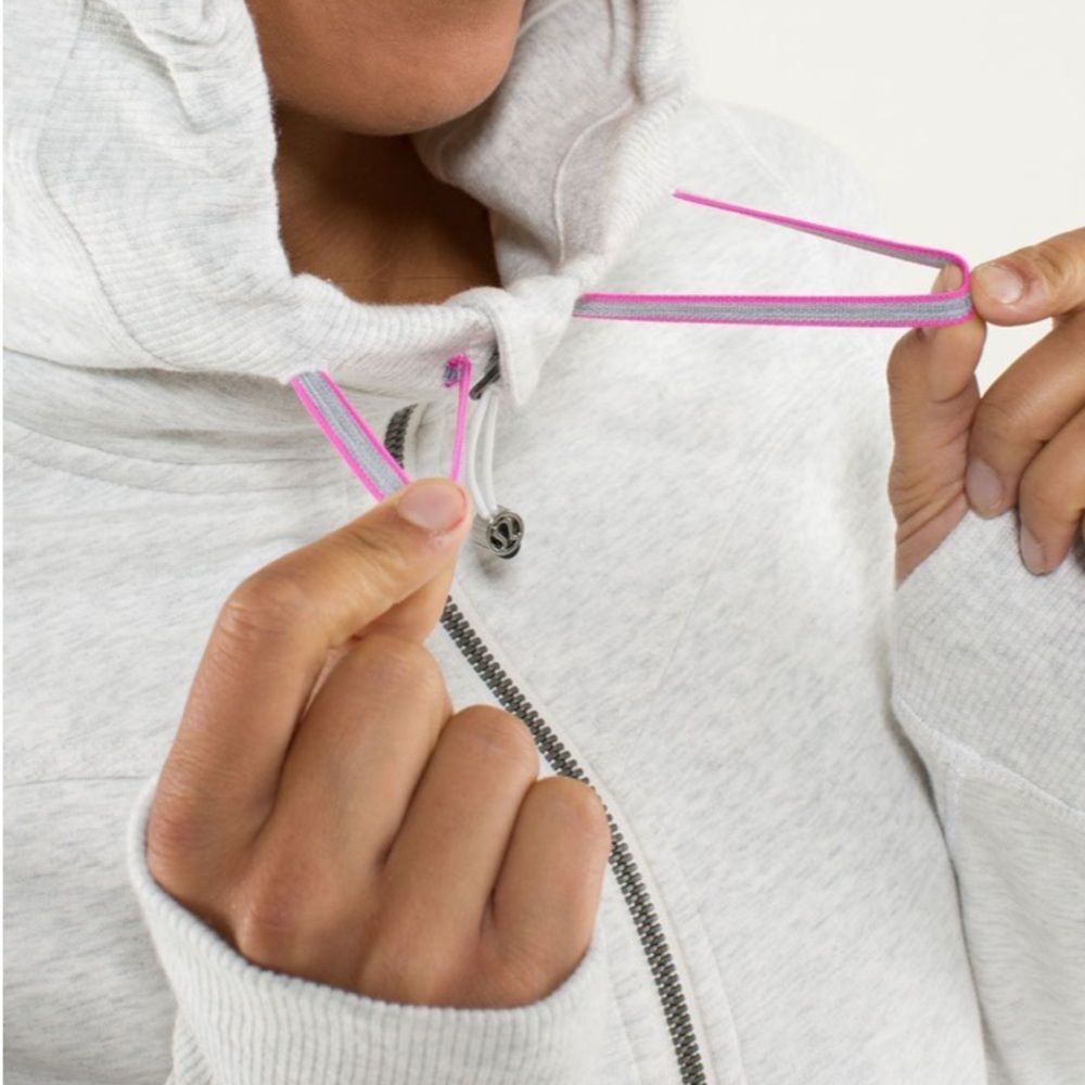 lululemon athletica Light Gray Hoodie with Pink Drawcords